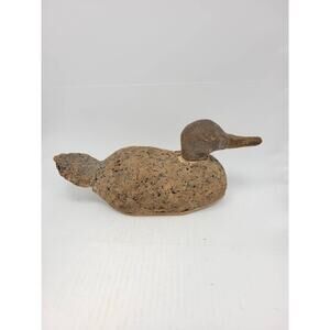 Vintage Duck Decoy, Cork Body, Wood Head, Farmhouse Decor